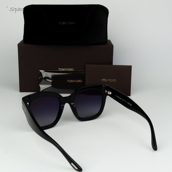 BRAND NEW Tom Ford FT0613/S 01D Black Grey Polar Grad Square Women Sunglasses - Picture 11 of 12